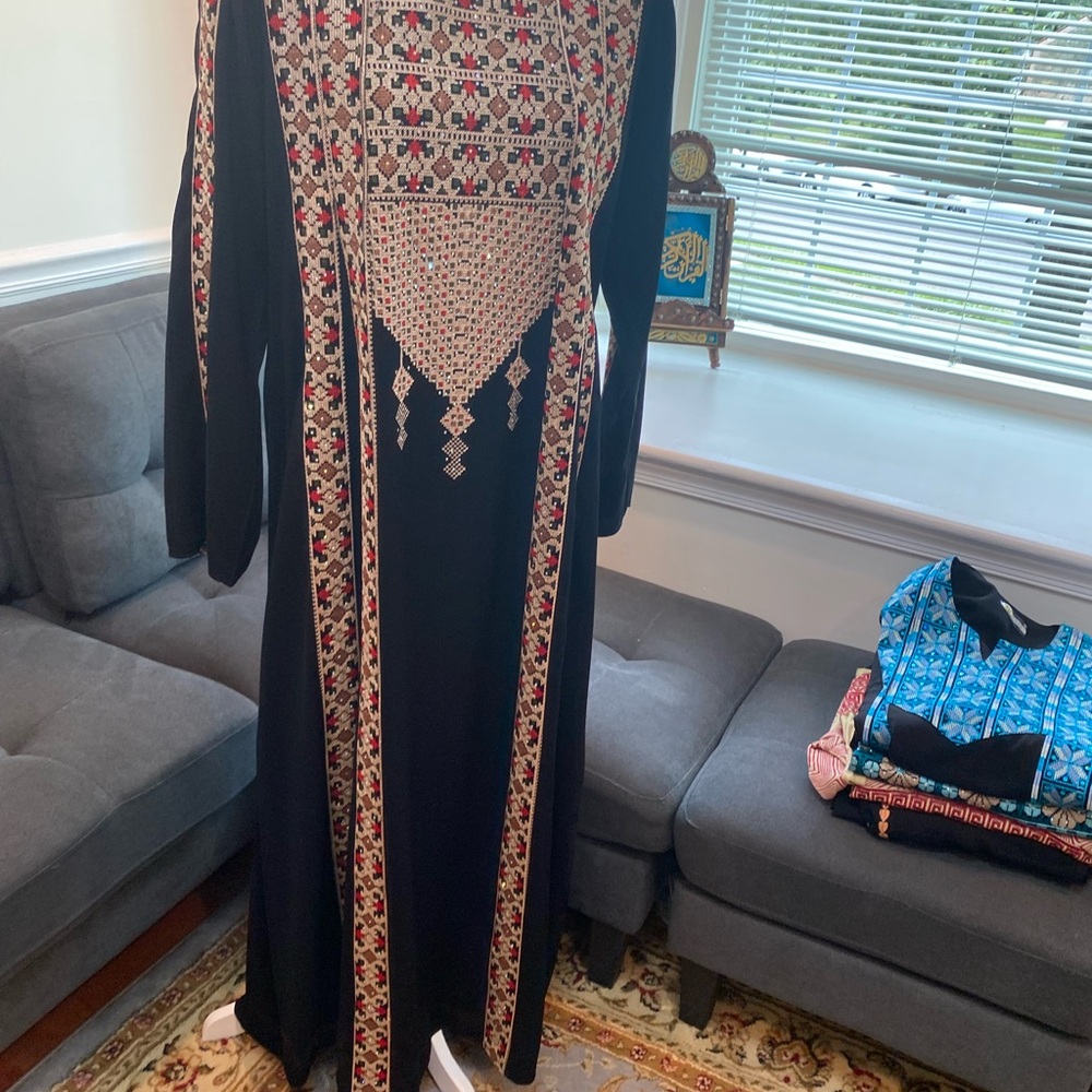 Elegant Black and Red Embroidered Dress
